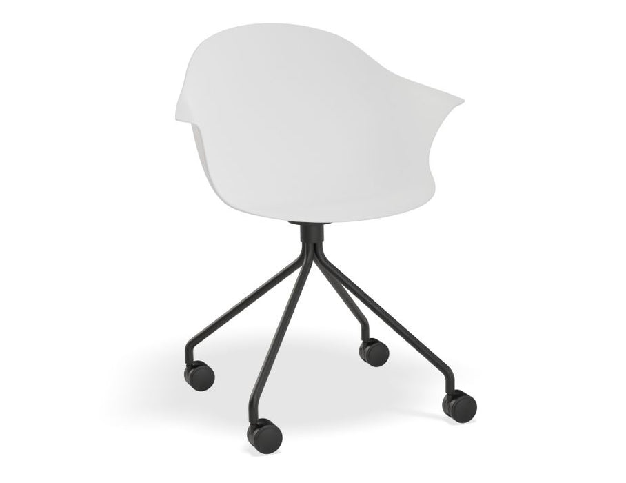 Pebble Armchair White with Shell Seat - 4 Post Base with White Legs