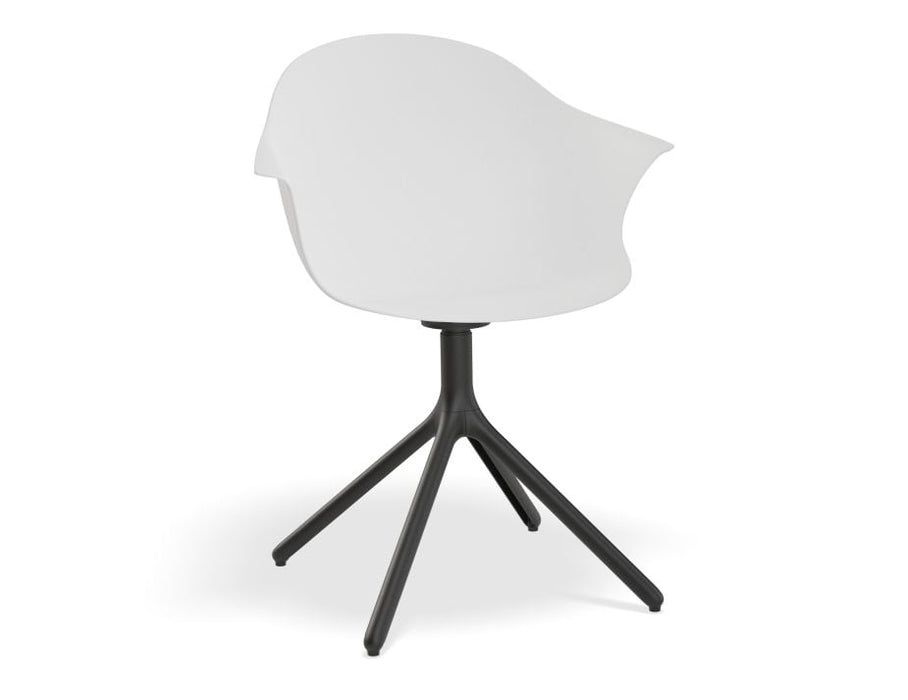 Pebble Armchair White with Shell Seat - Pyramid Fixed Base