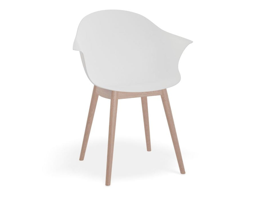 Pebble Armchair White with Shell Seat - Sled Base with Black Legs