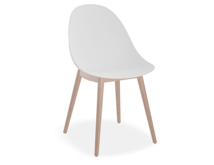 Pebble Chair White with Shell Seat - Sled Stackable Base - White