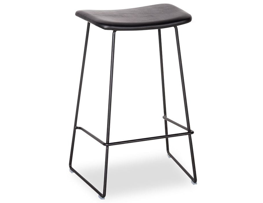 Winnie Stool - Black - Black Leather - 76cm (commercial Bench Height)