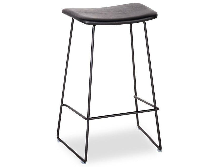 Winnie Stool - Black - Black Leather - 66cm (Kitchen Bench Height)