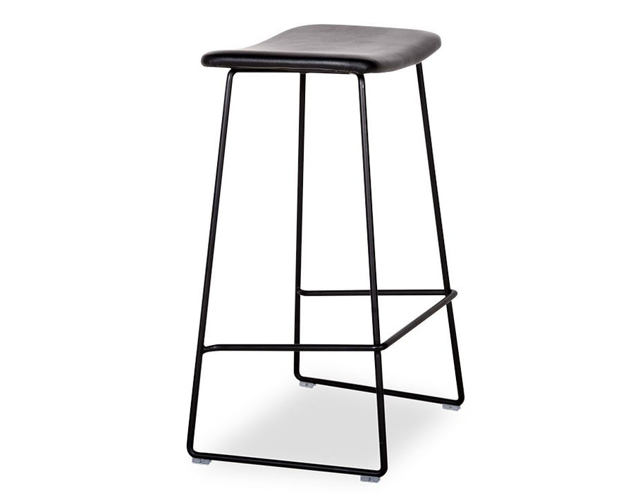 Winnie Stool - Black - Black Leather - 66cm (Kitchen Bench Height)