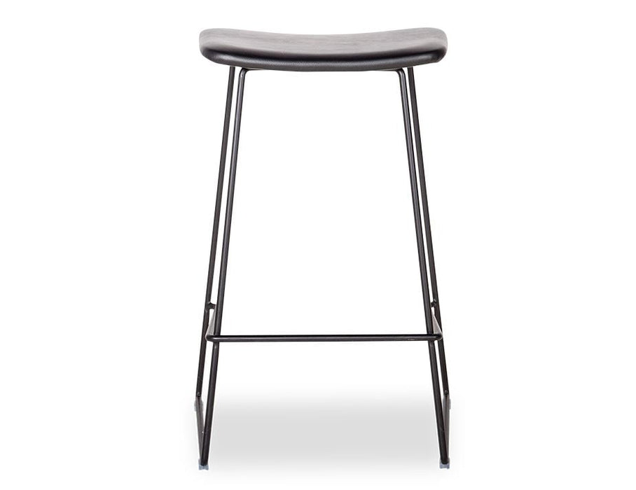 Winnie Stool - Black - Black Leather - 76cm (commercial Bench Height)