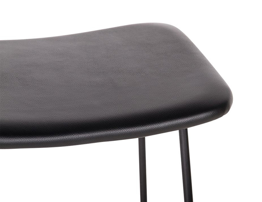 Winnie Stool - Black - Black Leather - 66cm (Kitchen Bench Height)