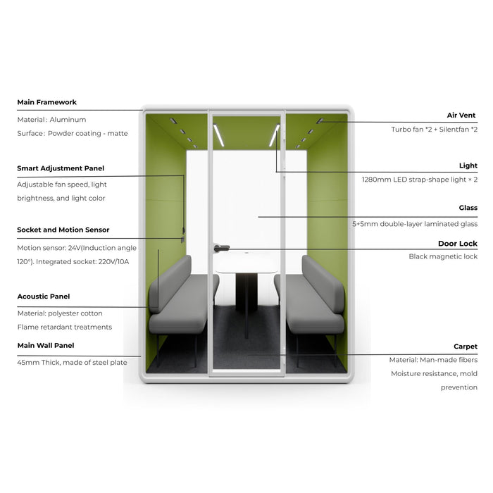 Evolve 4 Person Large Meeting Pod - White by Humble Office