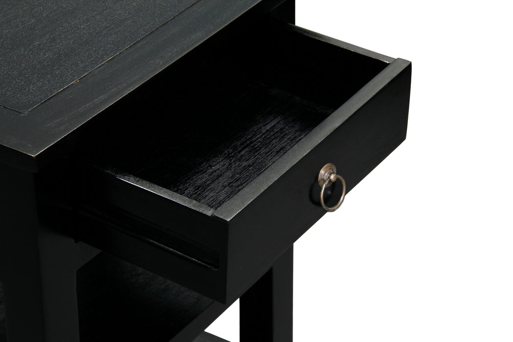 Noir 1 Drawer Side Table (Black)