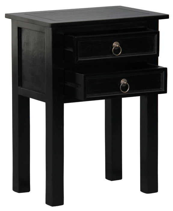 Noir 2 Drawer Side Table (Black)