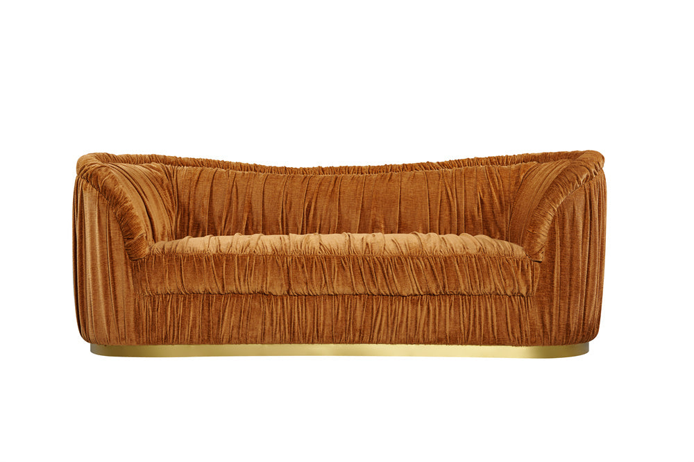 Velmoré 2 Seater Sofa Rust Chenille Upholstery Gold base - 189cm