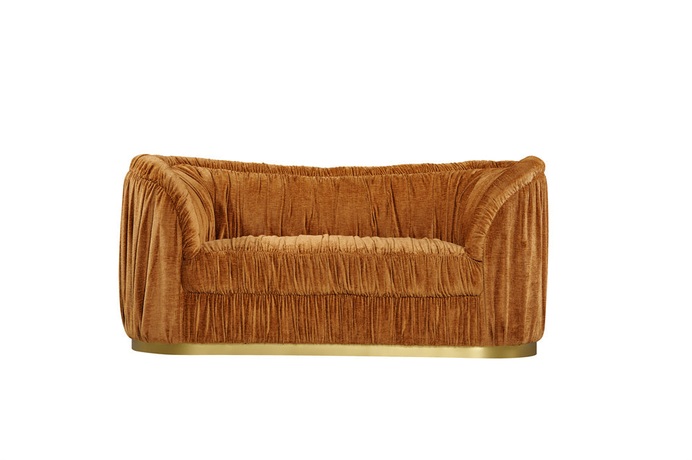 Velmoré 2 Seater Sofa Rust Chenille Upholstery Gold base - 189cm