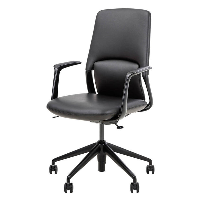 Hawthorne Midback Executive Boardroom Chair with Fixed Arms - Black PU