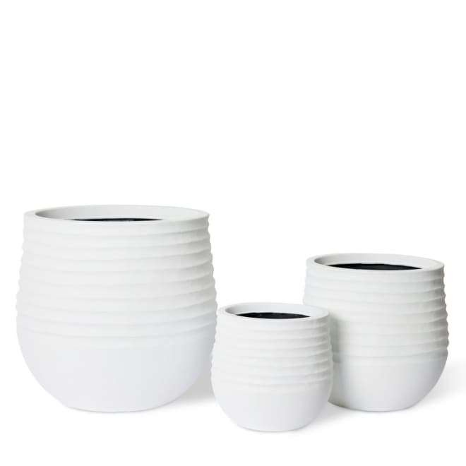 Knox Stonelite Planter Set of 3 (Outdoor) - White, 28cm (H)
