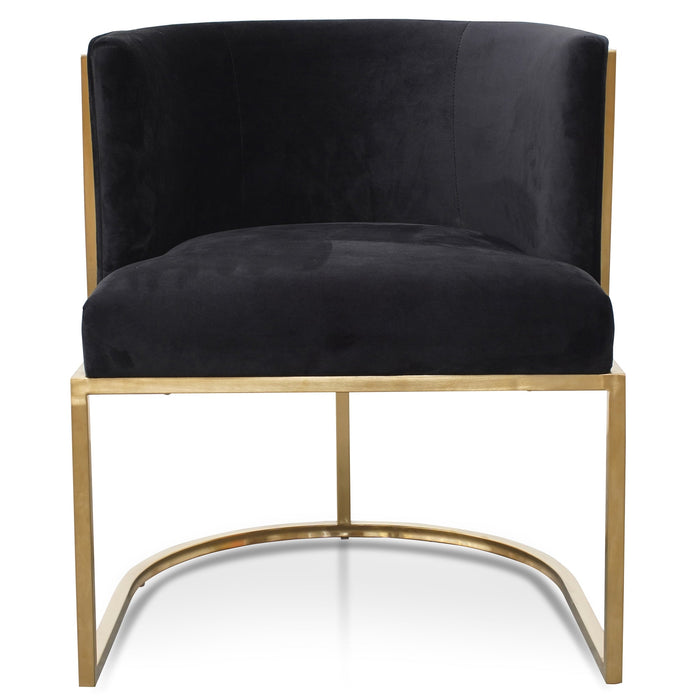 Carma Lounge Chair In Black Velvet Seat - Brushed Gold