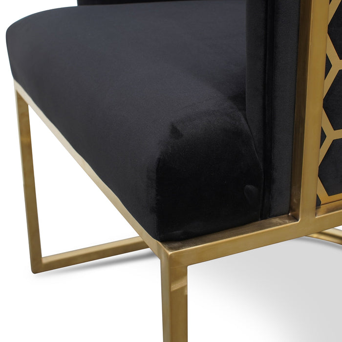 Carma Lounge Chair In Black Velvet Seat - Brushed Gold