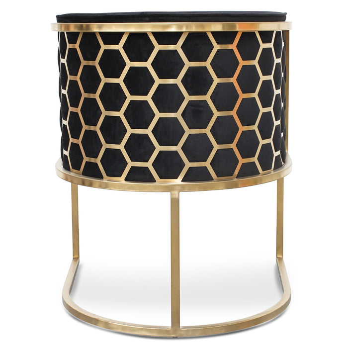 Carma Lounge Chair In Black Velvet Seat - Brushed Gold