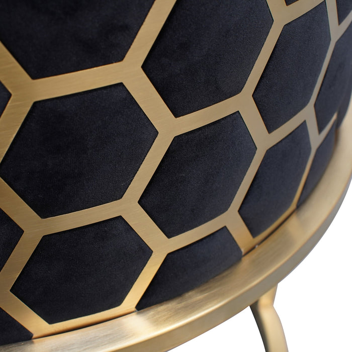 Carma Lounge Chair In Black Velvet Seat - Brushed Gold