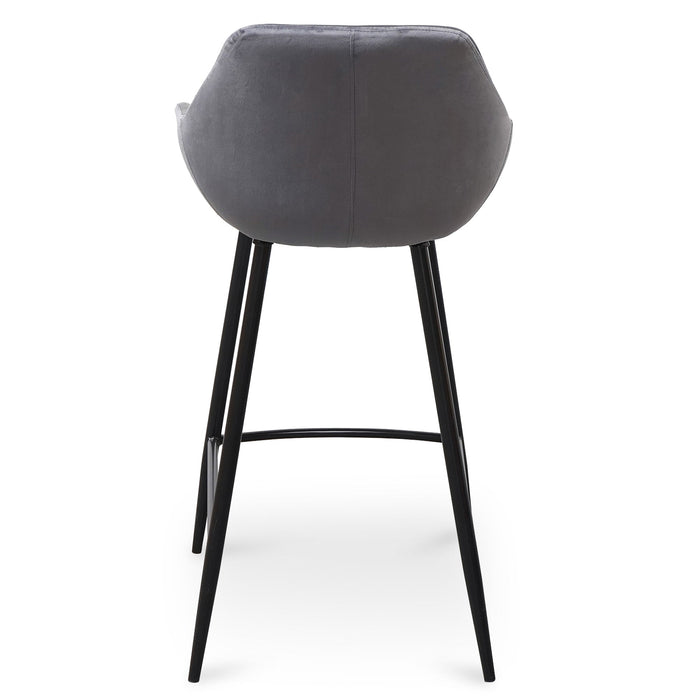 CBS2751-SE - Barstool - Black PU & Grey Velvet - (Set of 2)