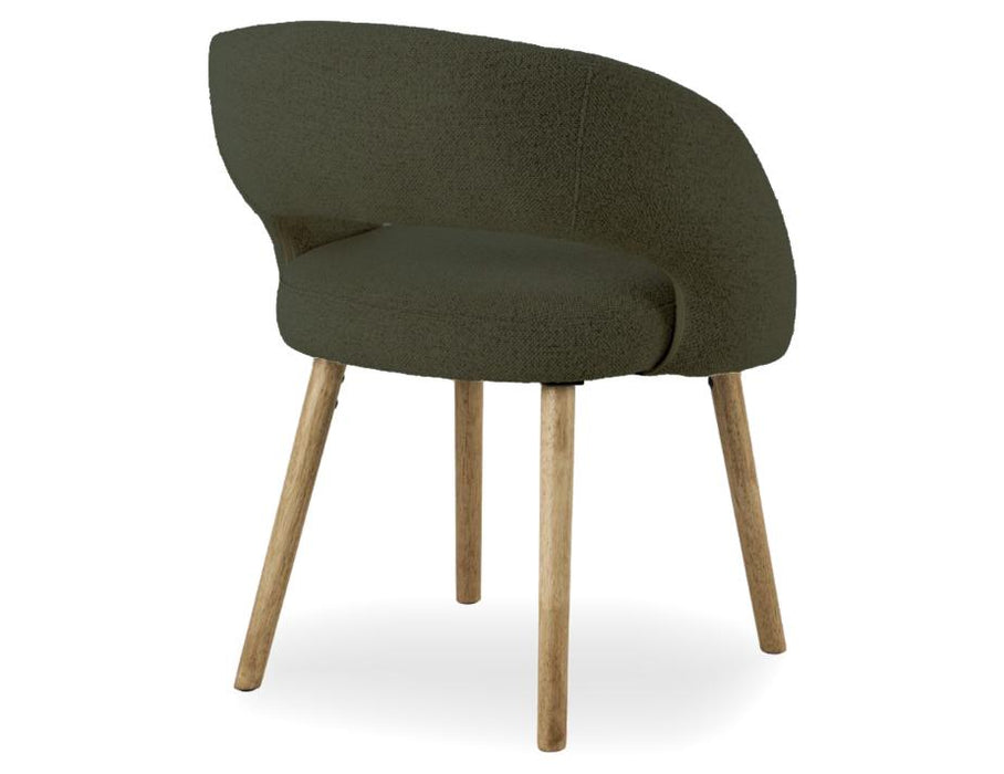Akito Dining Chair - Natural - Hunter Green Fabric