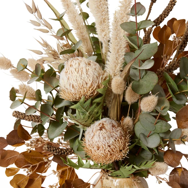 Banksia & River Grass Mix - Jayden Tall Vase - Brown, 80cm (H)