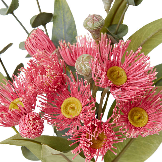 Flowering Eucalyptus Leaf Mix - Harnan Vase - Soft Pink, 40cm (H)
