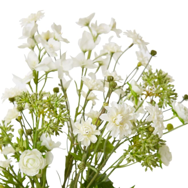 Ranunculus & Dahlia - Harvan Vase - White, 55cm (H)