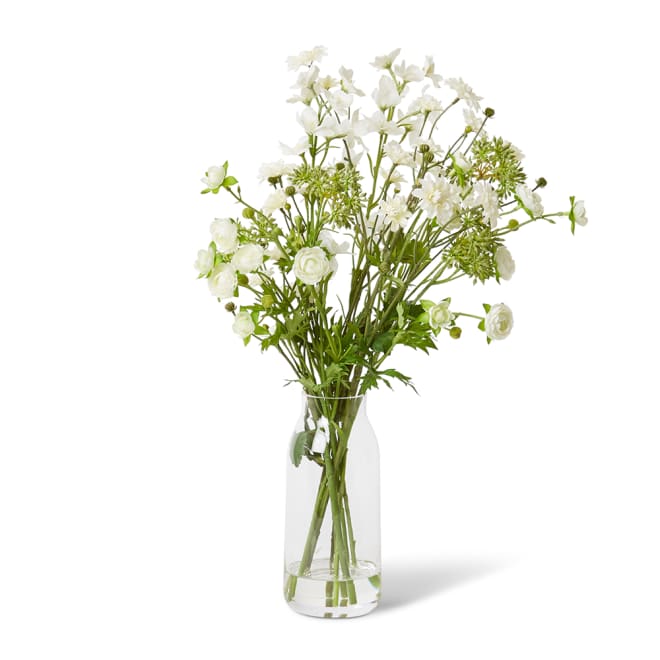 Ranunculus & Dahlia - Harvan Vase - White, 55cm (H)