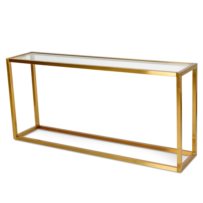 CDT1078-DW Glass Console Table - Tempered Glass - Steel Base