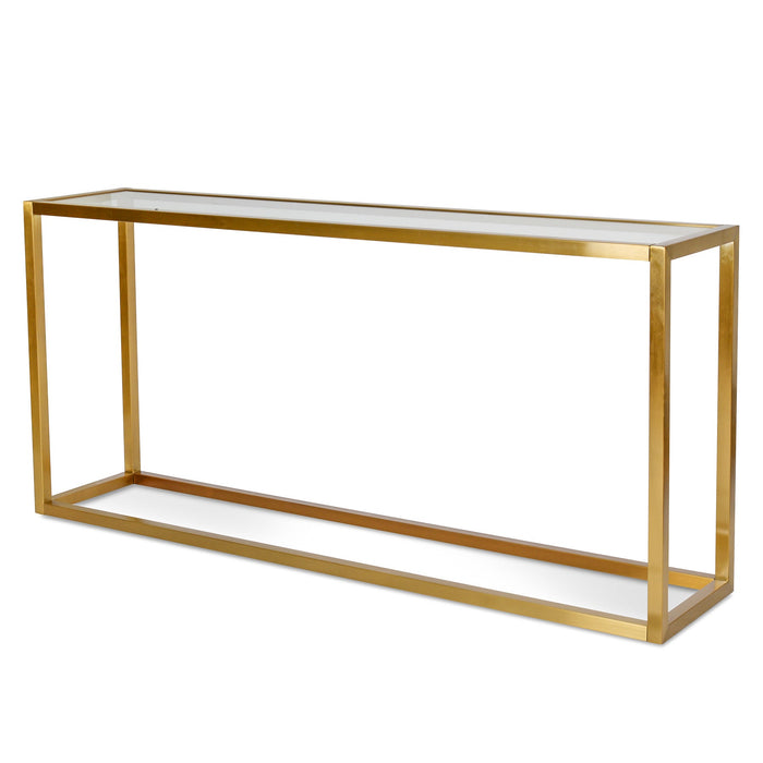 CDT1078-DW Glass Console Table - Tempered Glass - Steel Base