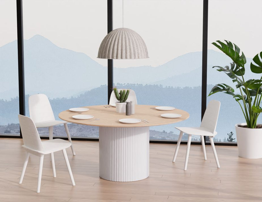 Mimi Dining Table - White - Natural - 155cm