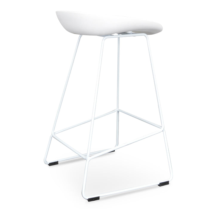 CBS2007-SD 65cm Bar Stool - white Seat With white metal Frame