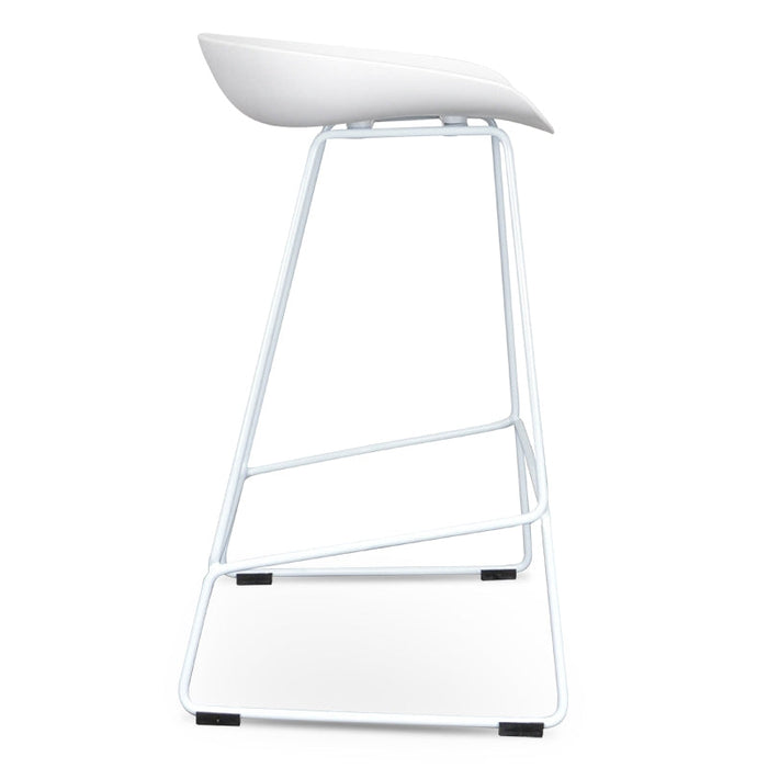 CBS2007-SD 65cm Bar Stool - white Seat With white metal Frame