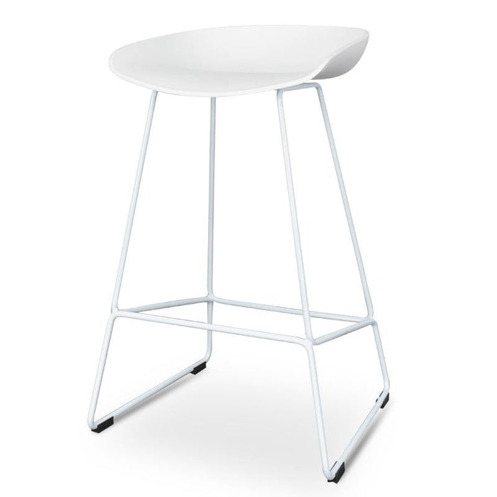 CBS2007-SD 65cm Bar Stool - white Seat With white metal Frame