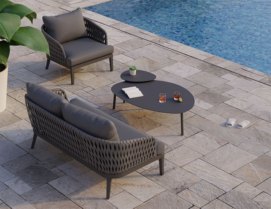 Alma Lounge Chair - Outdoor - Two Seater - Charcoal - Dark Grey Cushion