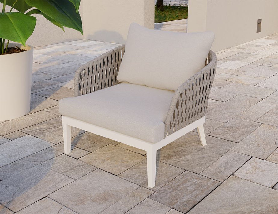 Alma Lounge Chair - Outdoor - Single - White - Light Grey Cushion