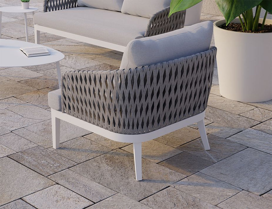 Alma Lounge Chair - Outdoor - Single - White - Light Grey Cushion