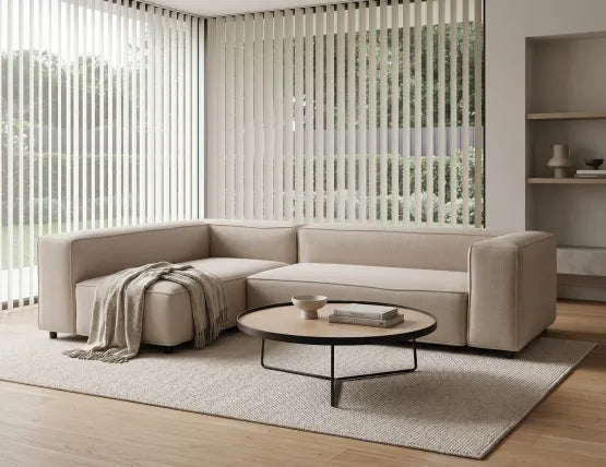 Nolia Modular Sofa - 3 Seater with Chaise - Beige - 3 Seater with Left Chaise, 104cm W