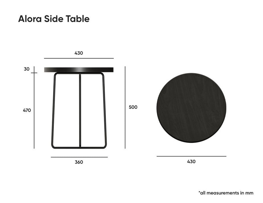 Alora Side Table - Black - Black