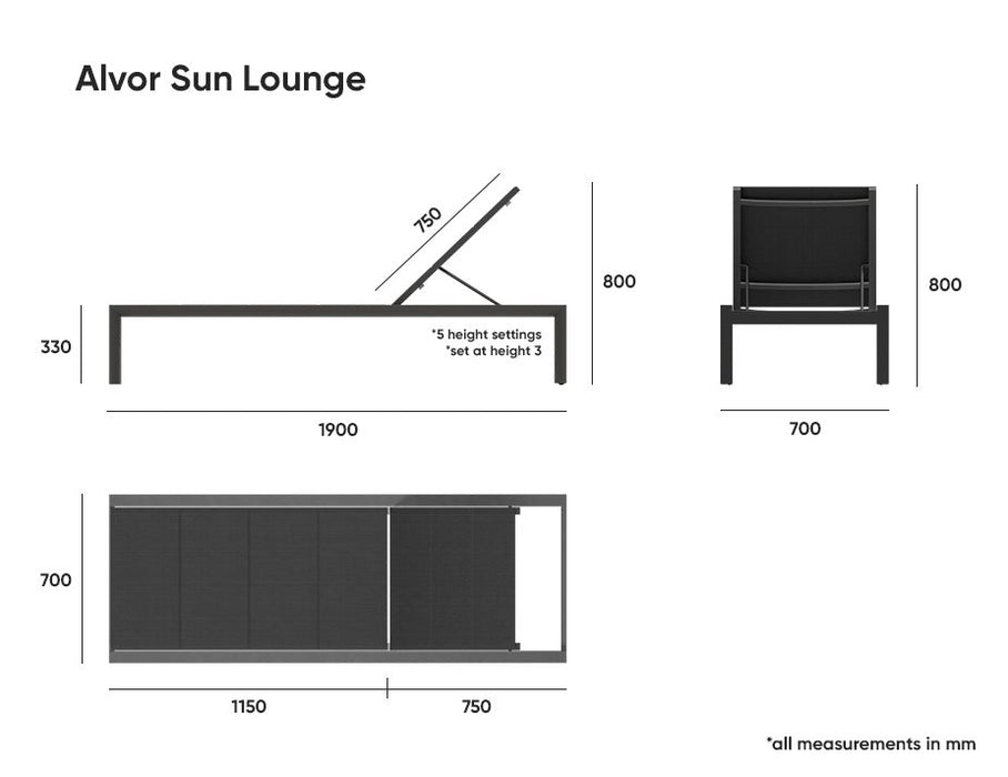 Alvor Sun Lounge - White - Light Grey Mesh