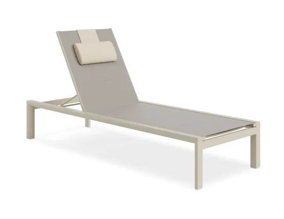Alvor Sun Lounge - Latte - Biscuit Mesh - No Headrest, Aluminium