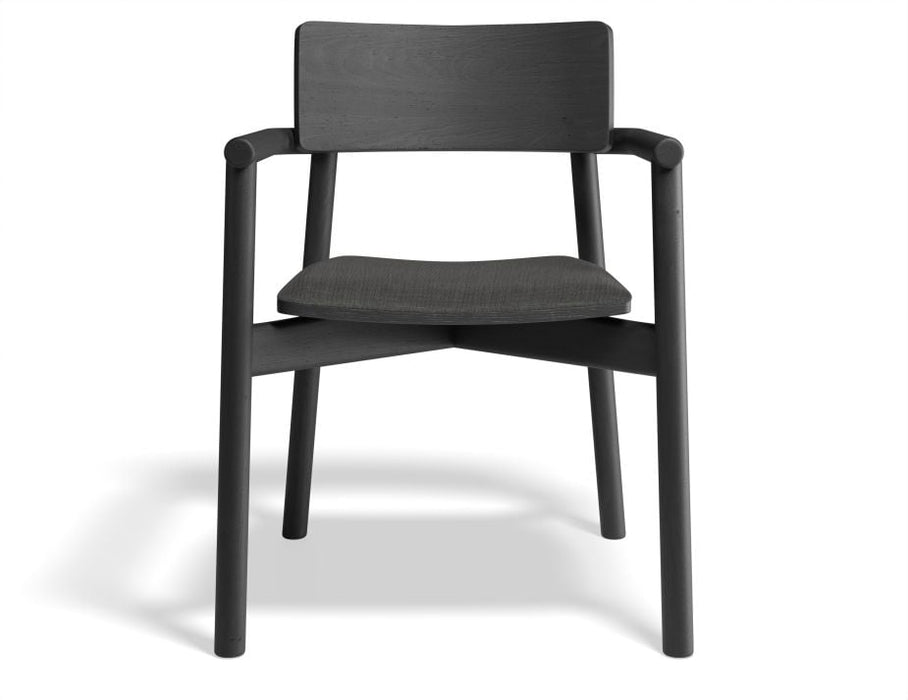 Andi Armchair - Black Ash with Pad - with Light Grey Fabric Cushion