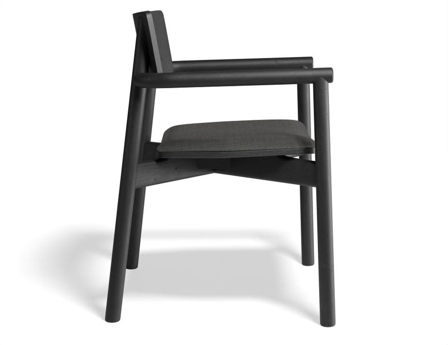 Andi Armchair - Black Ash with Pad - with Charcoal Fabric Cushion