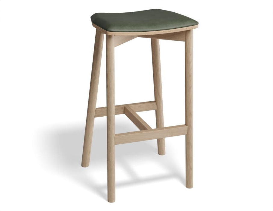 Andi Stool - Natural - Backless with Pad - 75cm Seat Height White Vegan Leather Seat