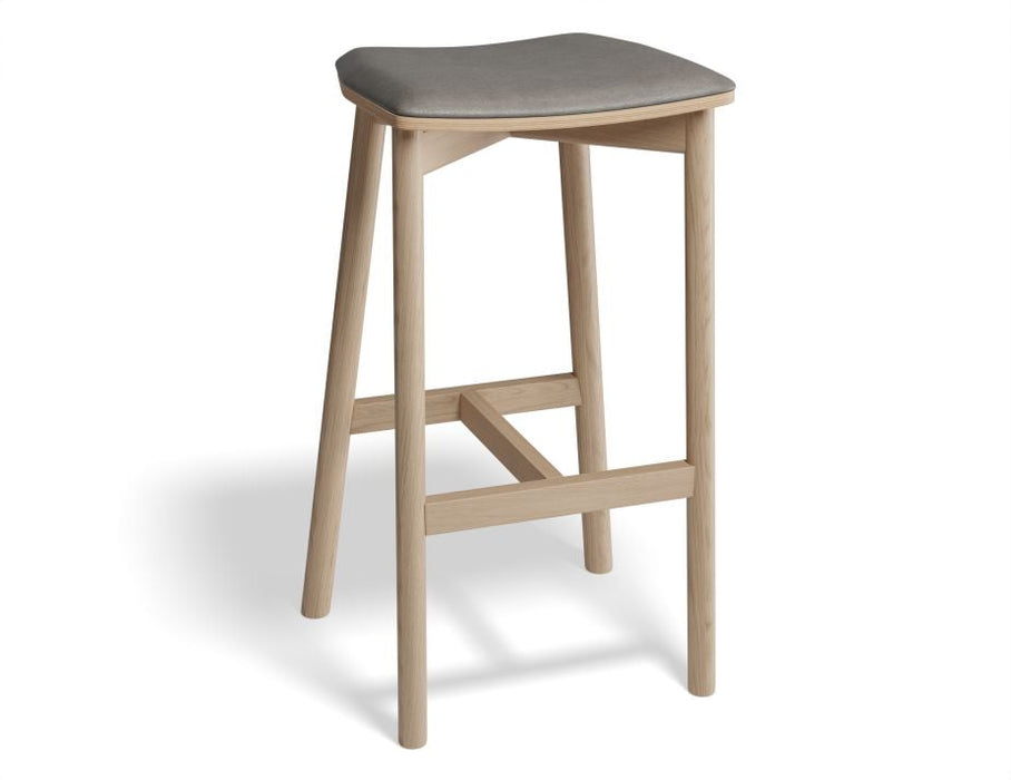 Andi Stool - Natural - Backless with Pad - 75cm Seat Height Vintage Green Vegan Leather Seat Pad