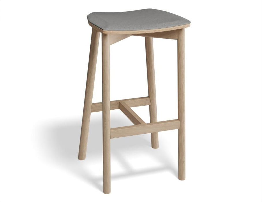 Andi Stool - Natural - Backless with Pad - 66cm Seat Height Vintage Green Vegan Leather Seat Pad