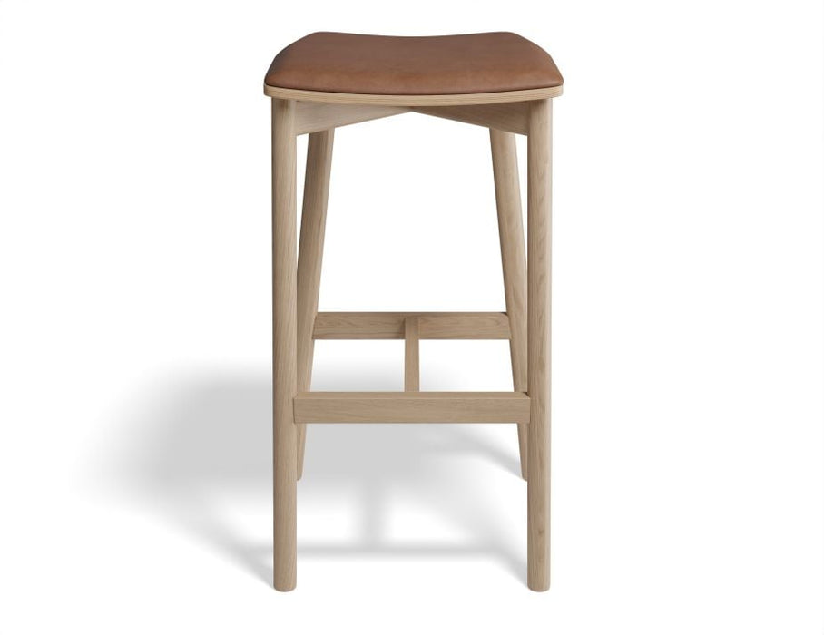 Andi Stool - Natural - Backless with Pad - 75cm Seat Height Vintage Black Vegan Leather Seat Pad