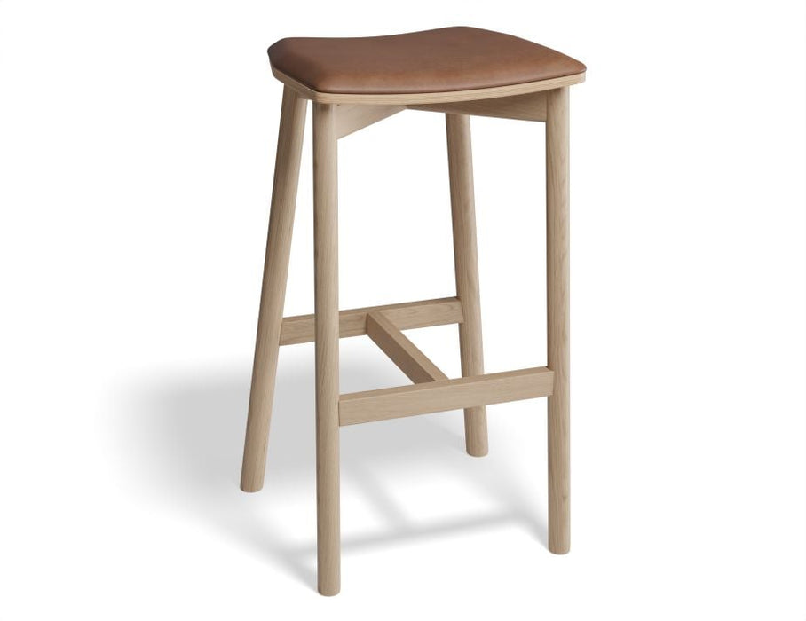 Andi Stool - Natural - Backless with Pad - 75cm Seat Height Charcoal Fabric Seat Pad