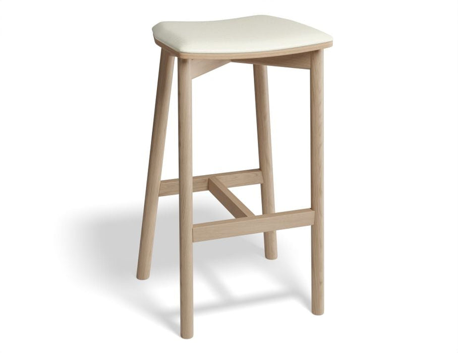 Andi Stool - Natural - Backless with Pad - 66cm Seat Height Light Grey Fabric Seat Pad