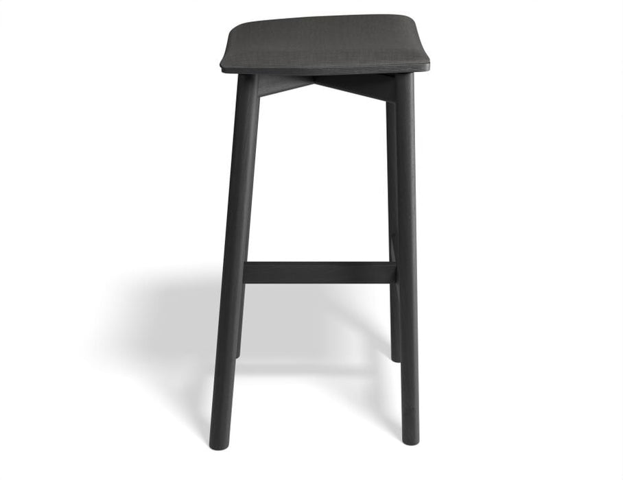 Andi Stool - Black - Backless with Pad - 75cm Seat Height Vintage Black Vegan Leather Seat Pad