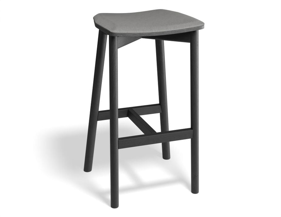 Andi Stool - Black - Backless with Pad - 75cm Seat Height Vintage Black Vegan Leather Seat Pad