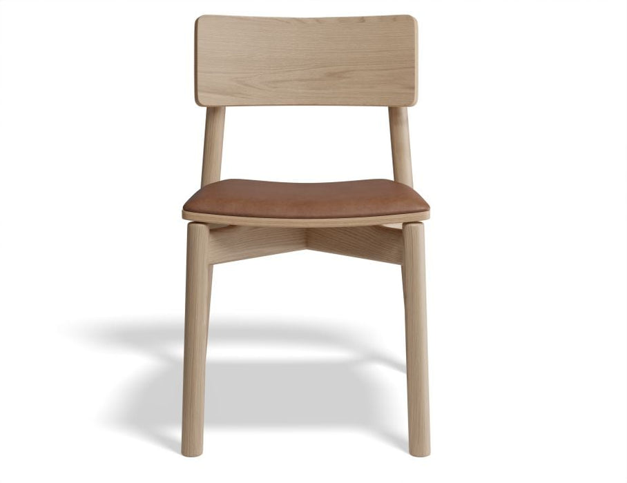 Andi Chair - Natural with Pad - White Vegan Leather Seat Pad